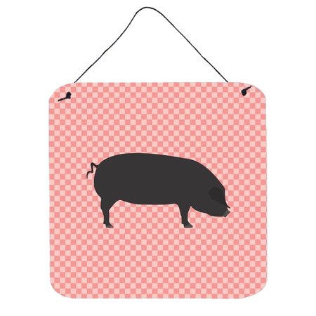 MICASA Devon Large Black Pig Pink Check Wall or Door Hanging Prints6 x 6 in. MI225951